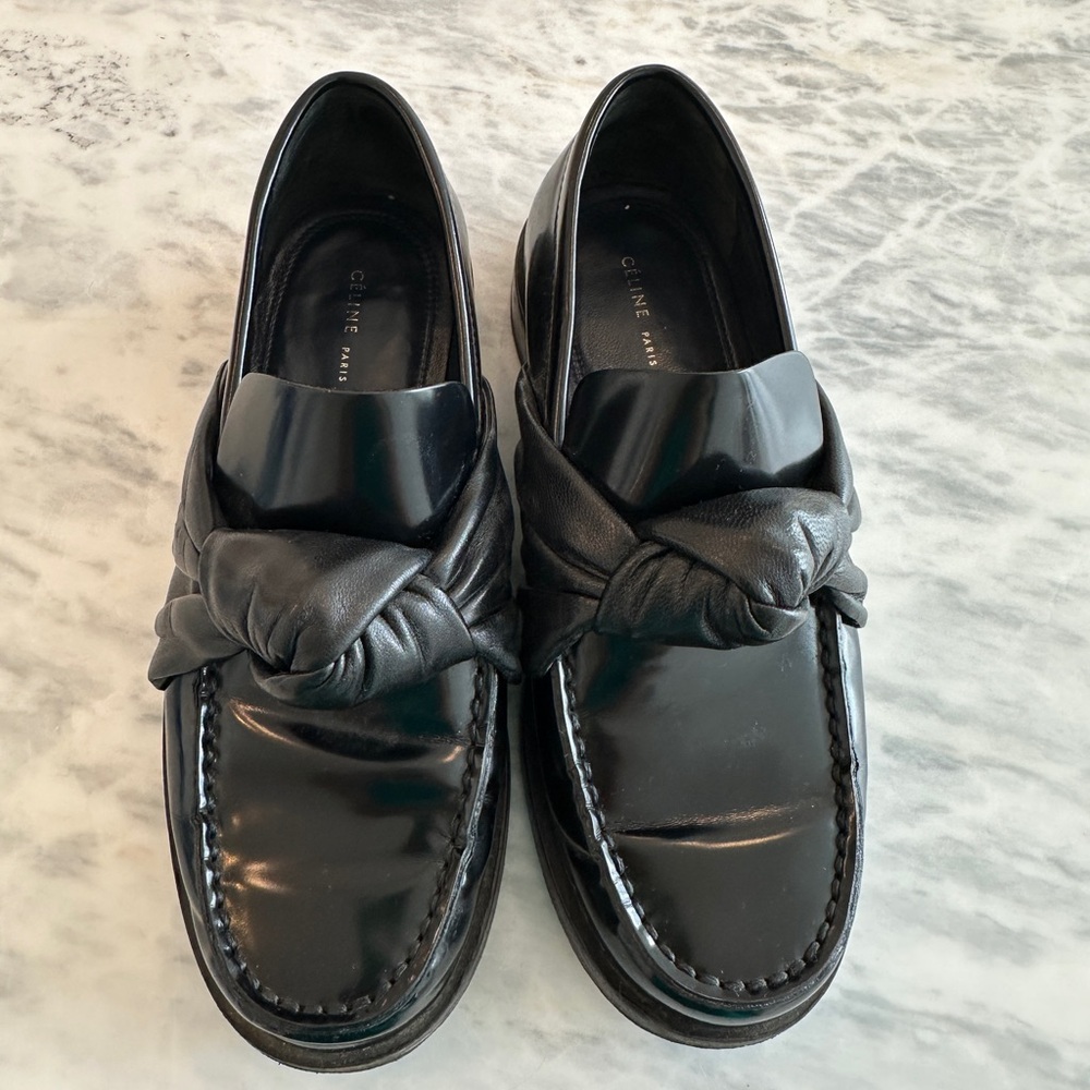 Celine Black Leather Loafers